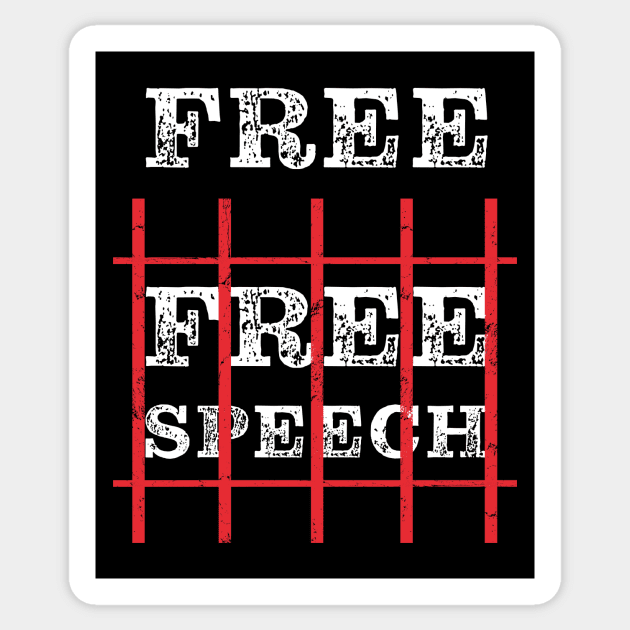 Free – Free Speech Jail Bars: First Amendment Conservative Sticker by Destination Christian Faith Designs